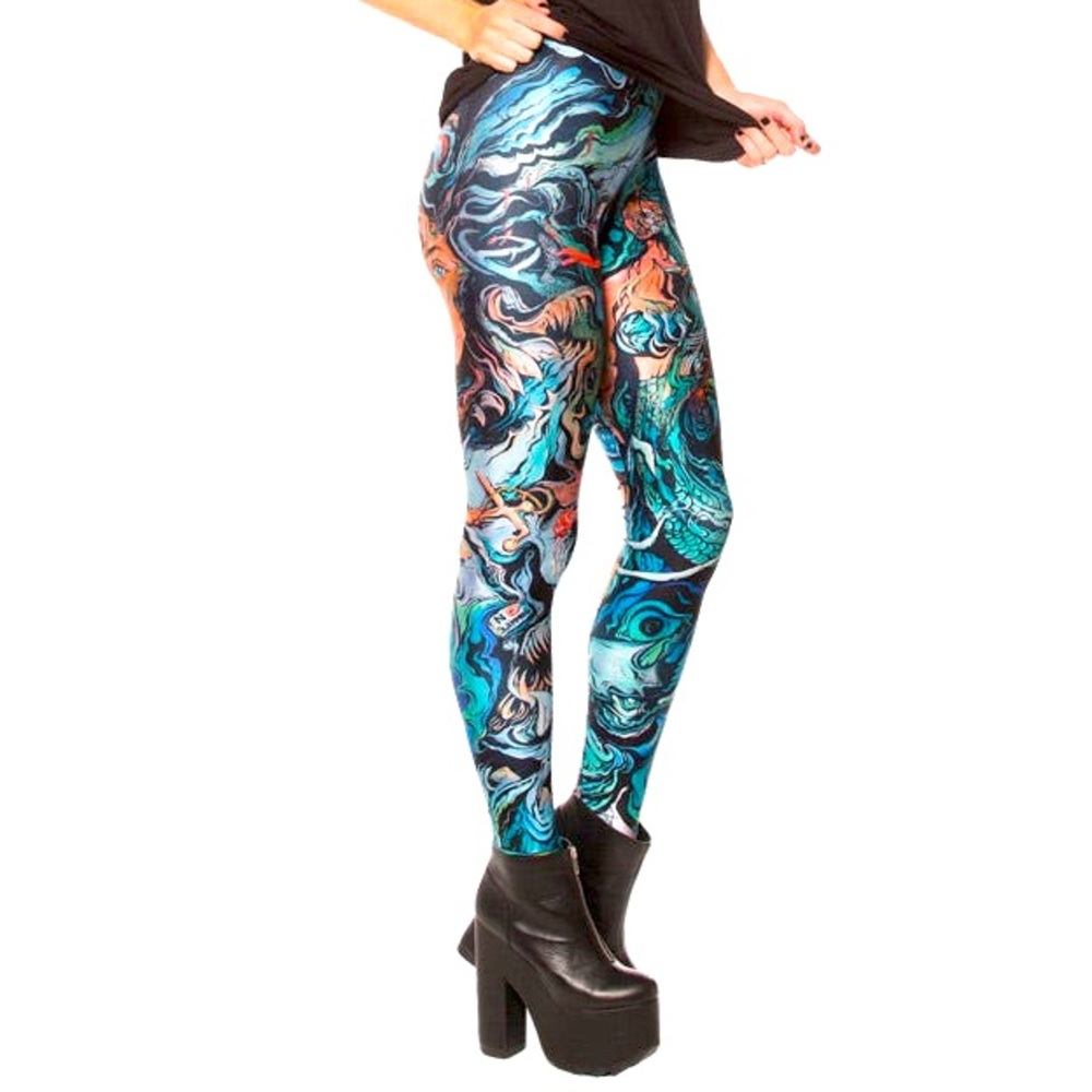 BlackMilk SKETCHES OF A MERMAN LEGGINGS - Size M